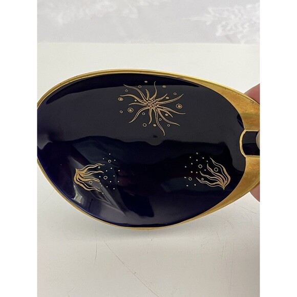 Porcelain Trinket Dish Lindner Bavaria Germany Echt Cobalt Blue/Gold - Picture 9 of 10